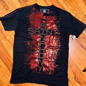 🔥🖤The Saints Sinphony🖤🔥 short sleeve embellished tee 🖤🔥 NWT 🔥🖤 large